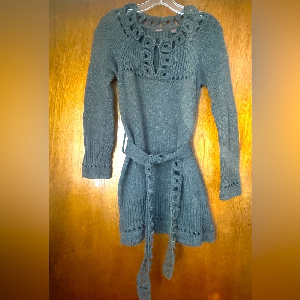 HEATHER B Tunic Sweater Or Sweater Dress 30”Knit/Crochet Pattern Long Sleeve Med